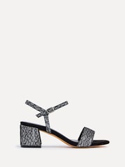 Linzi Black Amari Glitter Barely There Block Heeled Sandals - Image 2 of 5