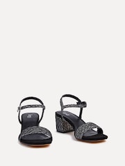 Linzi Black Amari Glitter Barely There Block Heeled Sandals - Image 3 of 5