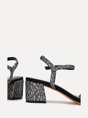 Linzi Black Amari Glitter Barely There Block Heeled Sandals - Image 4 of 5