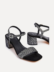 Linzi Black Amari Glitter Barely There Block Heeled Sandals - Image 5 of 5