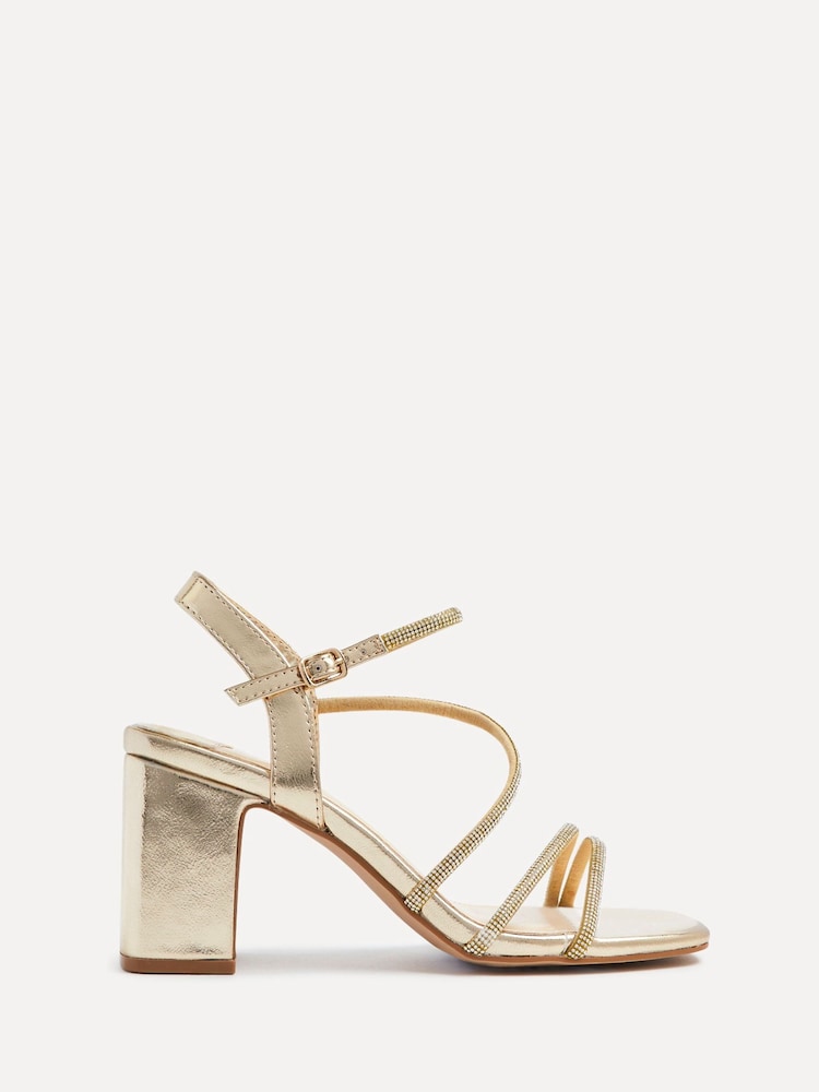Linzi Gold Kira Strappy Diamante Block Heeled Sandals - Image 2 of 5