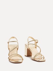 Linzi Gold Kira Strappy Diamante Block Heeled Sandals - Image 3 of 5
