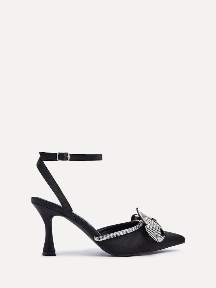Linzi Black Angela Stiletto Court Heels With Diamante Bow - Image 2 of 5