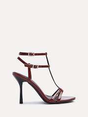 Linzi Burgundy Red Jada Strappy Stiletto Heeled Sandals - Image 2 of 5