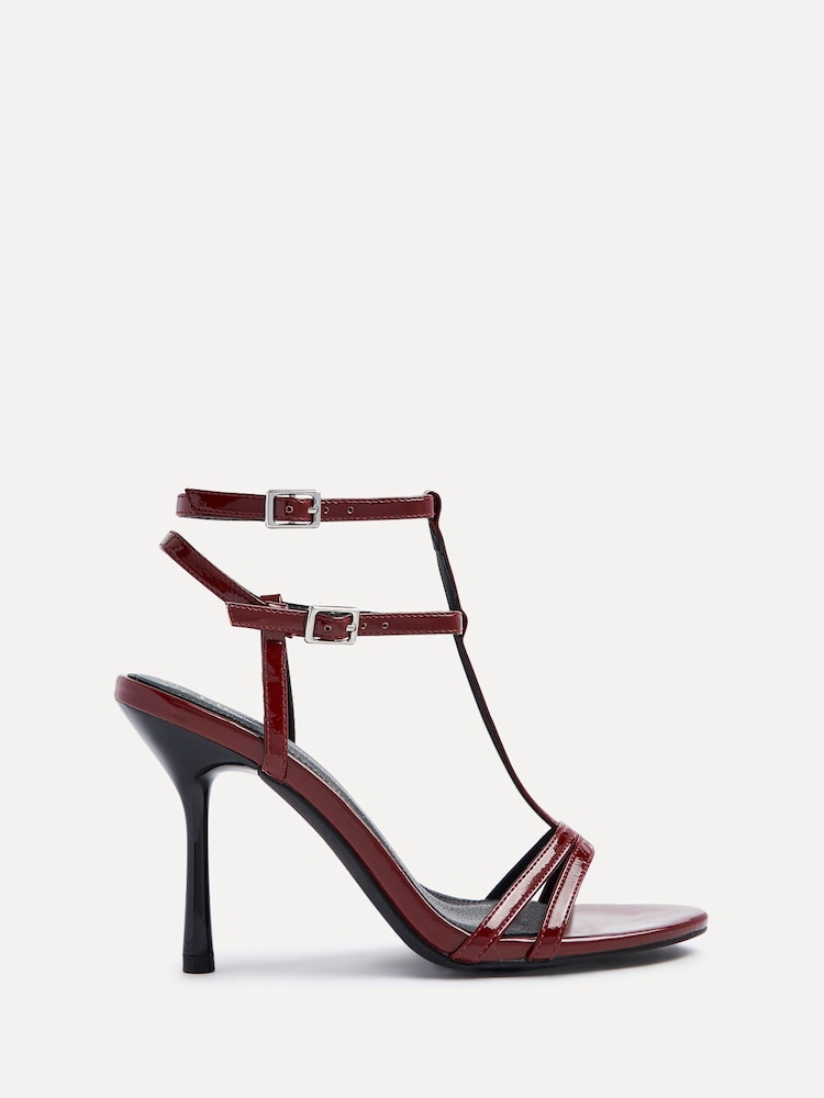 Linzi Burgundy Red Jada Strappy Stiletto Heeled Sandals - Image 2 of 5