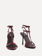 Linzi Burgundy Red Jada Strappy Stiletto Heeled Sandals - Image 3 of 5