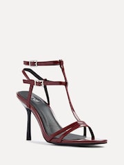 Linzi Burgundy Red Jada Strappy Stiletto Heeled Sandals - Image 4 of 5