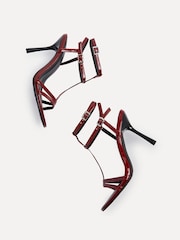 Linzi Burgundy Red Jada Strappy Stiletto Heeled Sandals - Image 5 of 5