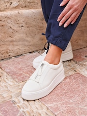 Linzi White Piper Platform Trainers With Front Zip Detail - Image 1 of 5