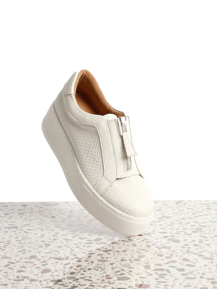 Linzi White Piper Platform Trainers With Front Zip Detail - Image 1 of 5 Linzi White Piper Platform Trainers With Front Zip Detail - Image 1 of 5