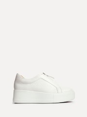 Linzi White Piper Platform Trainers With Front Zip Detail - Image 2 of 5