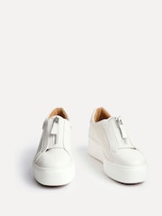 Linzi White Piper Platform Trainers With Front Zip Detail - Image 3 of 5