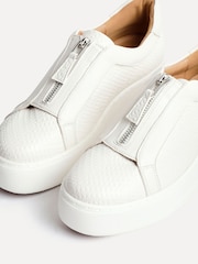Linzi White Piper Platform Trainers With Front Zip Detail - Image 4 of 5