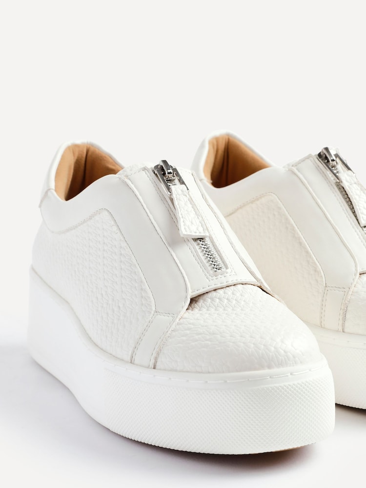 Linzi White Piper Platform Trainers With Front Zip Detail - Image 5 of 5 Linzi White Piper Platform Trainers With Front Zip Detail - Image 5 of 5