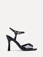 Linzi Black Laila Croc Effect Stiletto Heeled Sandals - Image 2 of 5