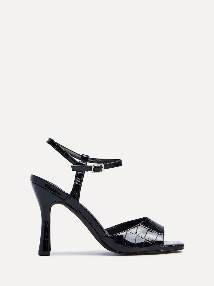 Linzi Black Laila Croc Effect Stiletto Heeled Sandals - Image 2 of 5