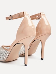 Linzi Nude Erica Mesh Diamante Stiletto Heeled Sandals - Image 3 of 5