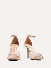 Linzi Nude Erica Mesh Diamante Stiletto Heeled Sandals - Image 4 of 5