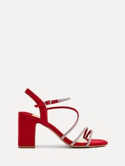 Linzi Red Kira Strappy Diamante Block Heeled Sandals - Image 2 of 5