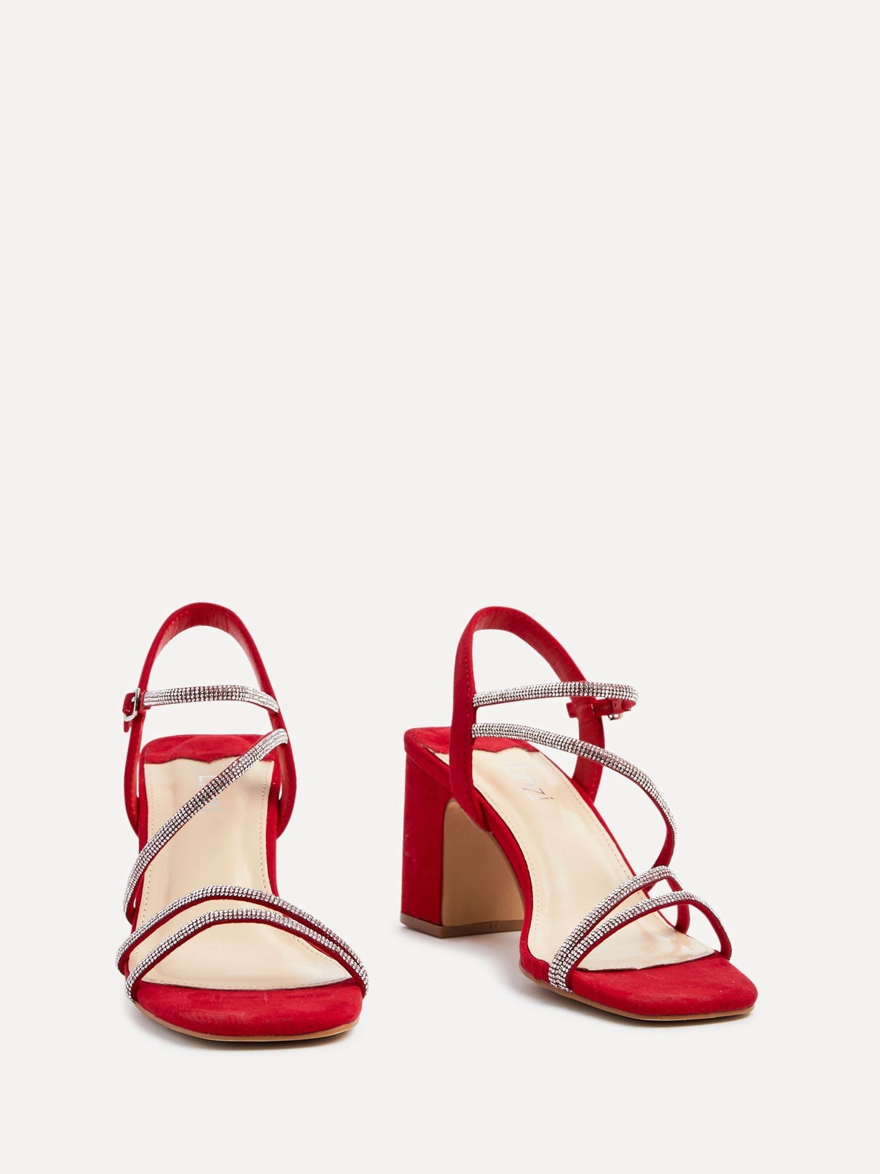 Buy Linzi Red Kira Strappy Diamante Block Heeled Sandals from the Next UK  online shop