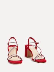 Linzi Red Kira Strappy Diamante Block Heeled Sandals - Image 3 of 5