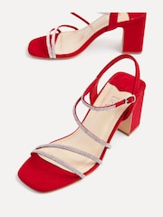 Linzi Red Kira Strappy Diamante Block Heeled Sandals - Image 4 of 5