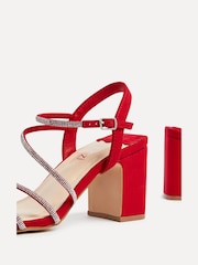 Linzi Red Kira Strappy Diamante Block Heeled Sandals - Image 5 of 5