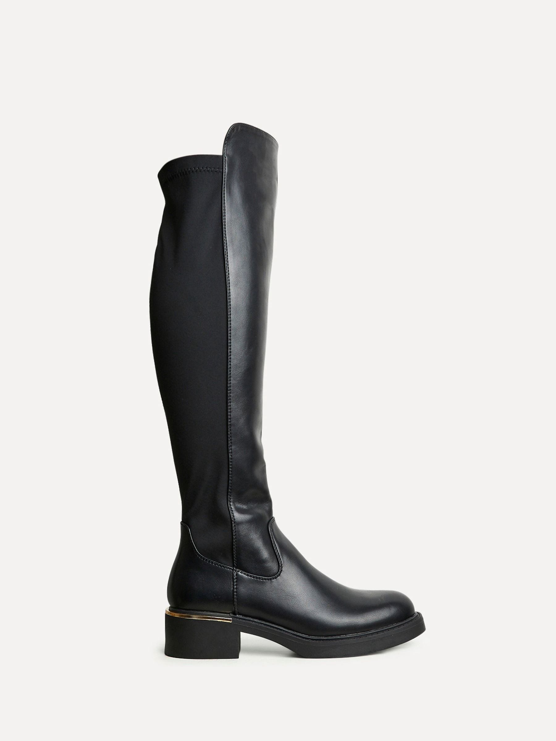 Buy Linzi Black Sawyer Knee High Classic Riding Boots With Gold Trim from  Next USA