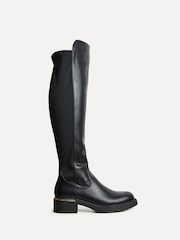 Linzi Black Sawyer Knee High Classic Riding Boots With Gold Trim - Image 3 of 6