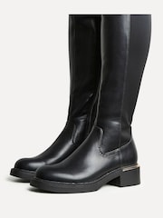 Linzi Black Sawyer Knee High Classic Riding Boots With Gold Trim - Image 5 of 6
