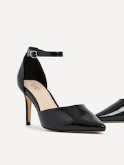 Linzi dark black Maci Stiletto Court Heels With Ankle Strap - Image 4 of 5