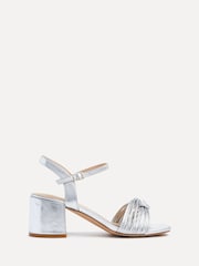 Linzi Silver Susanna Block Heeled Sandals With Knotted Front Detail - Image 2 of 5