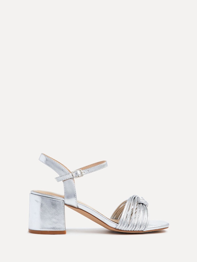 Linzi Silver Susanna Block Heeled Sandals With Knotted Front Detail - Image 2 of 5