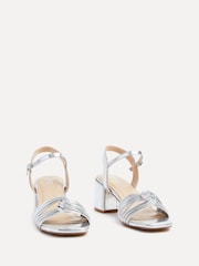 Linzi Silver Susanna Block Heeled Sandals With Knotted Front Detail - Image 3 of 5