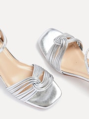 Linzi Silver Susanna Block Heeled Sandals With Knotted Front Detail - Image 5 of 5