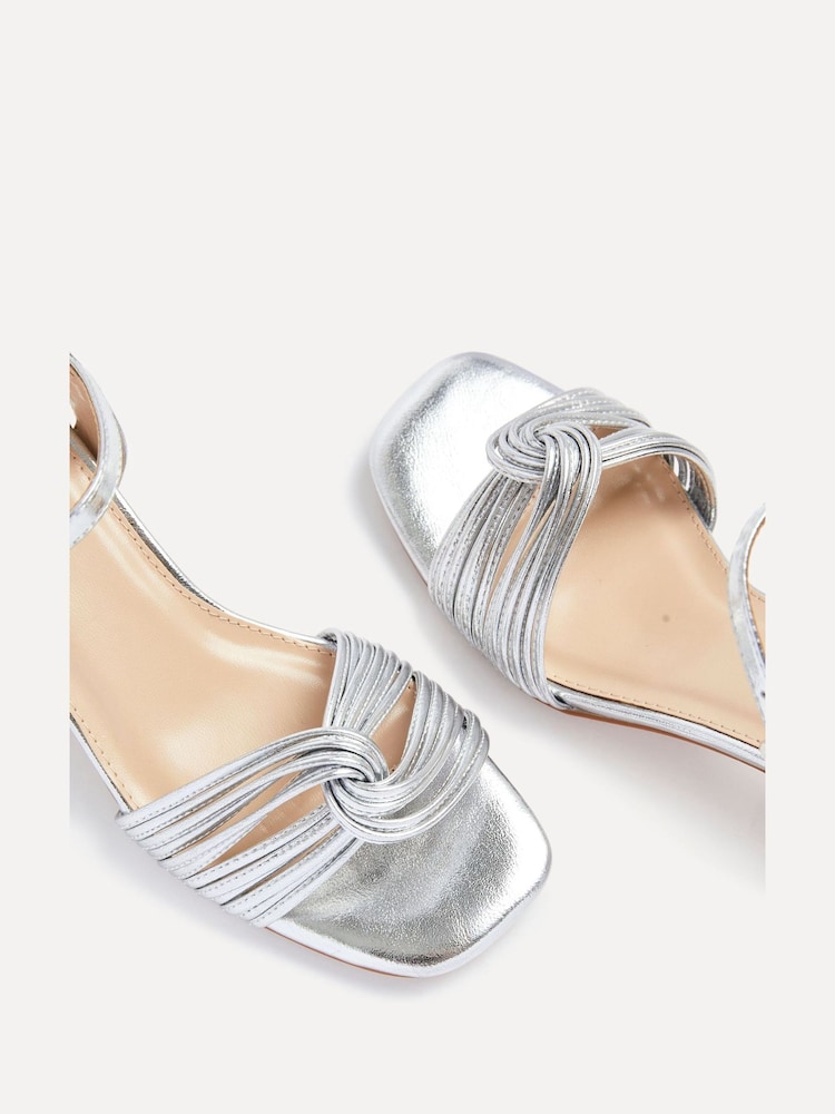 Linzi Silver Susanna Block Heeled Sandals With Knotted Front Detail - Image 5 of 5