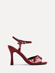 Linzi Burgundy Red Laila Croc Effect Stiletto Heeled Sandals - Image 2 of 5