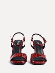 Linzi Burgundy Red Laila Croc Effect Stiletto Heeled Sandals - Image 4 of 5
