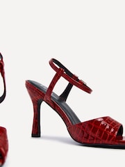 Linzi Burgundy Red Laila Croc Effect Stiletto Heeled Sandals - Image 5 of 5