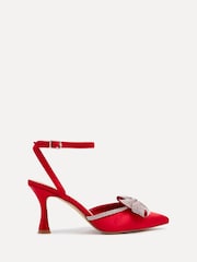 Linzi Red Angela Stiletto Court Heels With Diamante Bow - Image 2 of 5