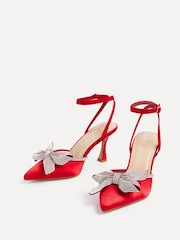 Linzi Red Angela Stiletto Court Heels With Diamante Bow - Image 3 of 5