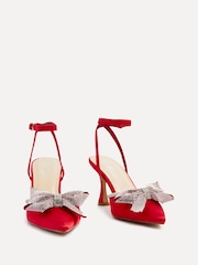 Linzi Red Angela Stiletto Court Heels With Diamante Bow - Image 4 of 5