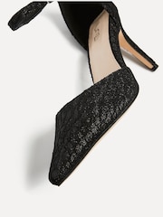 Linzi Black Glitter Maci Stiletto Court Heels With Ankle Strap - Image 5 of 5