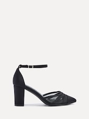 Linzi Black Tasha Scuba Block Court Heels With Mesh Front Detail - Image 2 of 5