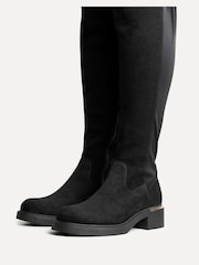 Linzi Black Suede Sawyer Knee High Classic Riding Boots With Gold Trim - Image 5 of 6
