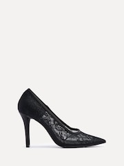 Linzi Black Alora Lace Stiletto Court Heels - Image 2 of 5