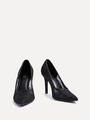 Linzi Black Alora Lace Stiletto Court Heels - Image 4 of 5