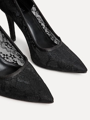 Linzi Black Alora Lace Stiletto Court Heels - Image 5 of 5