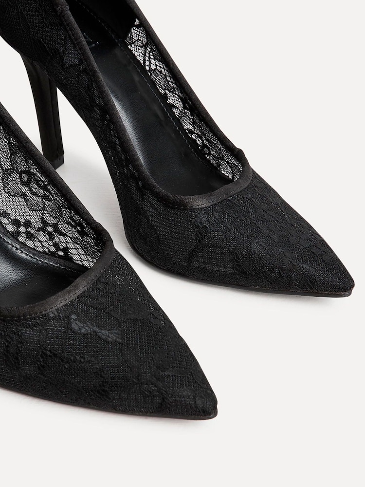 Linzi Black Alora Lace Stiletto Court Heels - Image 5 of 5