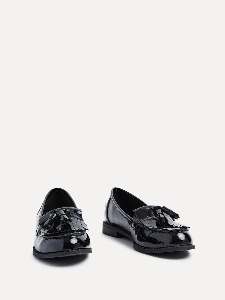 Linzi Black Patent Rosemary Classic Slip-On Loafers With Tassel Detail - Image 4 of 5